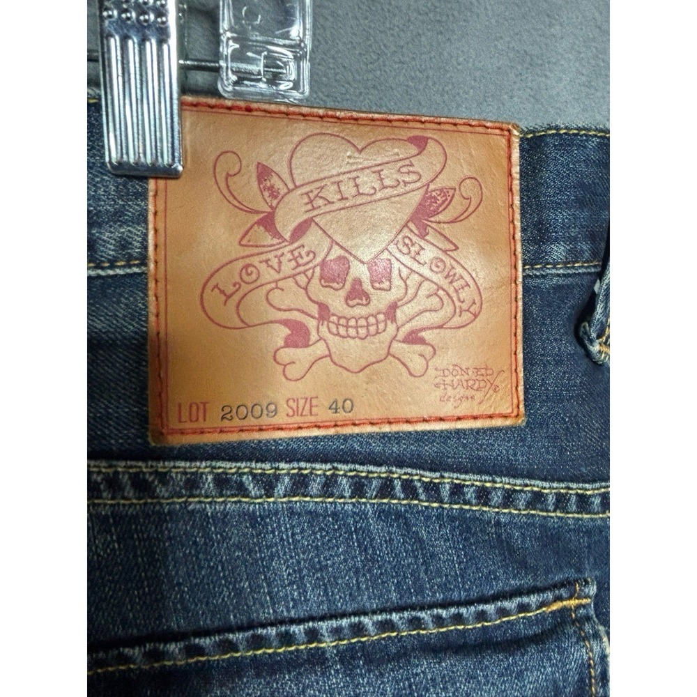 Y2K Ed Hardy Christian Audigier 2009 Button Fly Classic Baggy Denim Jeans Sz 40